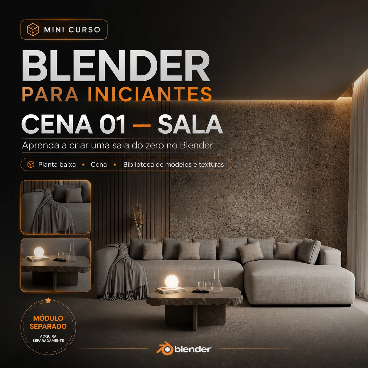 Cena 01 Sala — mini curso prático de Blender